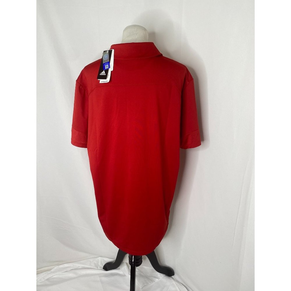 Adidas Aeroready tech mens red short sleeve Nebraska Cornhuskers polo shirt - Picture 3 of 10